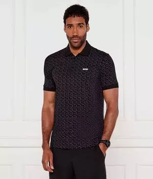 Рубашка поло в полоску с рисунком "падди" Regular fit Boss Green, черный