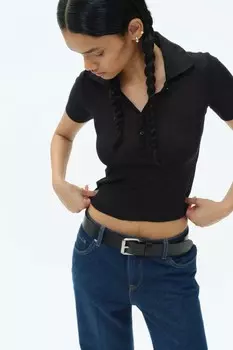 Рубашка поло в рубчик H&M, черный