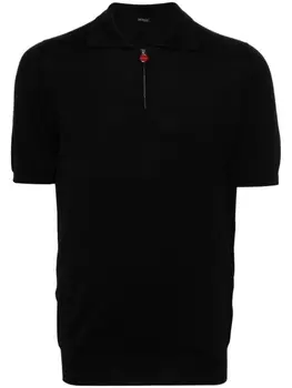 Рубашка-поло в рубчик Kiton, синяя