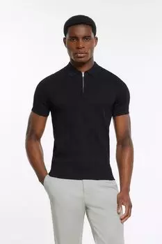 Рубашка-Поло в рубчик River Island, черный