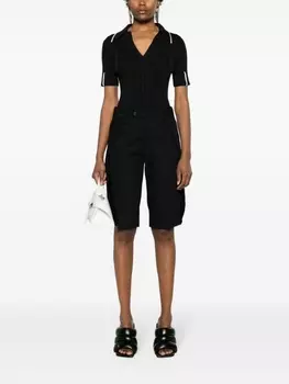 Рубашка поло в рубчик с V-образным вырезом 3.1 Phillip Lim, черный