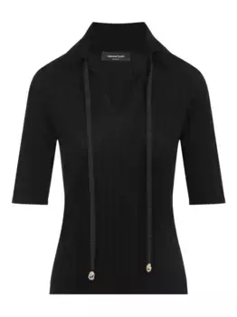 Рубашка поло в рубчик с V-образным вырезом Fabiana Filippi, черный