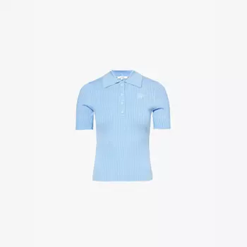 Рубашка-Поло в рубчик с вышитым логотипом Golf Sporty & Rich, голубой