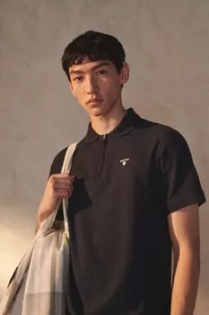 Рубашка поло Wadworth с застежкой молнией на вороте из 100% хлопка Barbour, синий