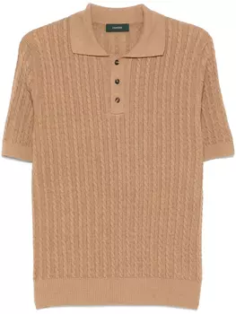 Рубашка-поло Zanone с косичным узором, коричневый