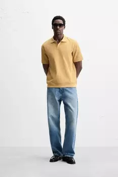 Рубашка-поло ZARA, цвет Mustard