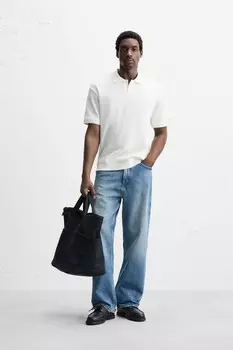 Рубашка-поло ZARA, устрично-белый