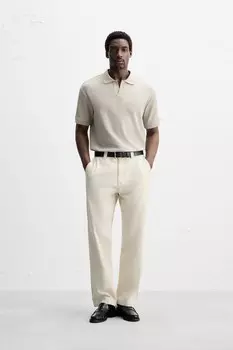 Рубашка-поло ZARA, зеленоватый