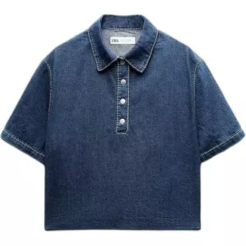 Рубашка поло женская синяя Zara