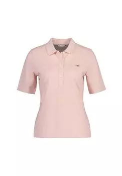 Рубашка-поло женская - SLIM SHIELD PIQUE POLO, рукава до половины, планка на пуговицах, логотип, однотонная GANT, розовый
