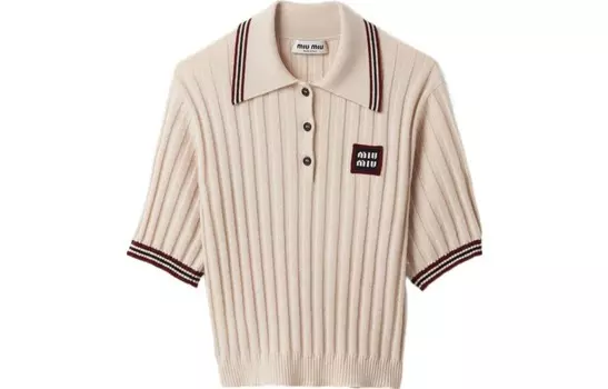 Рубашка поло женская светло-бежевая Miu Miu
