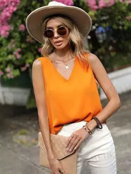 Рубашка полосатая Shein Lune женская, оранжевый