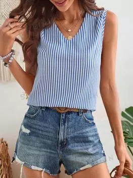 Рубашка полосатая Shein Lune женская, синий