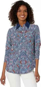 Рубашка Poly Crepe Tribal Border Print Blouse Roper, синий