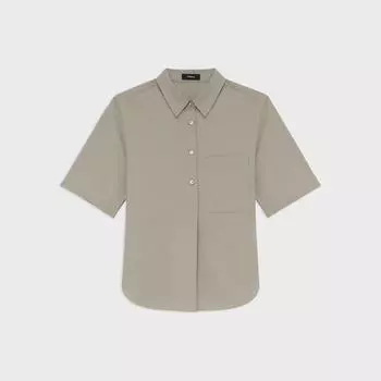 Рубашка Popover из натуральной шерсти с короткими рукавами Theory