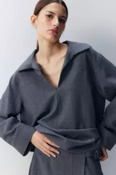 Рубашка-Поповер из твила H&M, серый