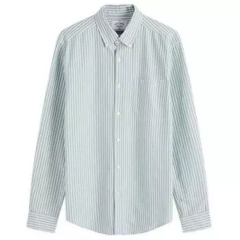 Рубашка Portuguese Flannel Belavista Stripe Button Down Oxford Shirt, цвет White & Green