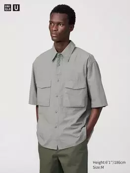 Рубашка повседневная (короткий рукав) Uniqlo, зеленый
