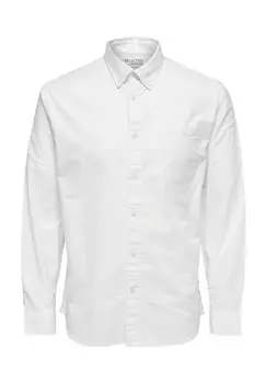 Рубашка повседневная, стандартного кроя, с длинным рукавом, воротник на пуговицах, мужская SELECTED, белый