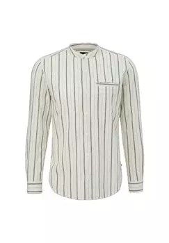 Рубашка повседневная, стандартного кроя, смесь хлопка и льна, мужская QS, белый