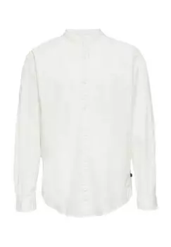 Рубашка повседневная, стандартного кроя, воротник стойка, мужская QS, белый