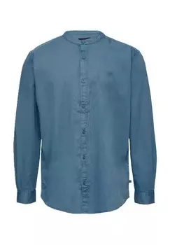 Рубашка повседневная, стандартного кроя, воротник стойка, мужская QS, цвет 5445 Blue