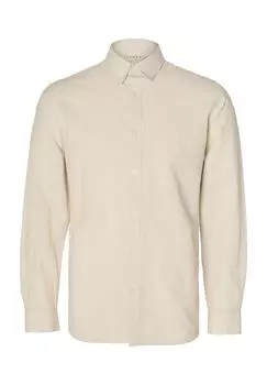 Рубашка повседневного кроя, приталенного кроя, длинный рукав, воротник Кент, мужская SELECTED, цвет Pure