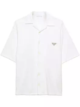 Рубашка Prada с короткими рукавами из махровой ткани, белый