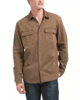 Рубашка практичного назначения с длинными рукавами и вельветовым воротником Lucky Brand, кофе