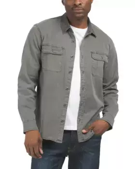 Рубашка практичного назначения с длинными рукавами и вельветовым воротником Lucky Brand, цвет Castor Grey