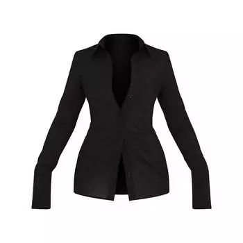 Рубашка PrettyLittleThing Chiffon Fitted, черный