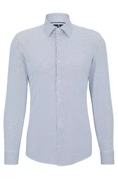 Рубашка приталенная Hugo Boss из эластичной ткани с рисунком, голубой