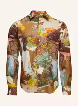 Рубашка приталенного кроя, длинные рукава, воротник кент Van Laack, бежевый