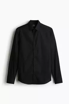 Рубашка приталенного кроя easy iron H&M, черный