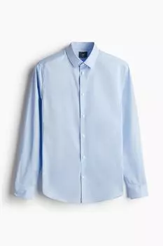Рубашка приталенного кроя easy iron H&M, синий