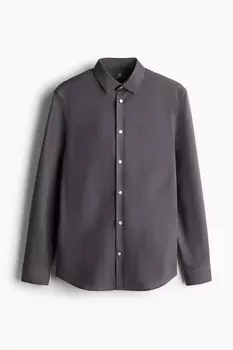 Рубашка приталенного кроя Easy Iron H&M, серый