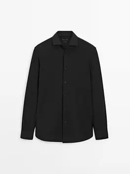 Рубашка приталенного кроя Easy Iron Massimo Dutti, черный