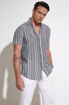 Рубашка приталенного кроя из 100 % хлопка в тонкую полоску с воротником на пуговицах CF23S116097 Buratti, черный