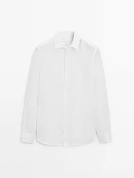 Рубашка приталенного кроя из 100% льна Massimo Dutti, белый