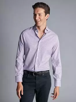 Рубашка приталенного кроя из эластичного твила в клетку без глажки в клетку Charles Tyrwhitt, сиреневый фиолетовый
