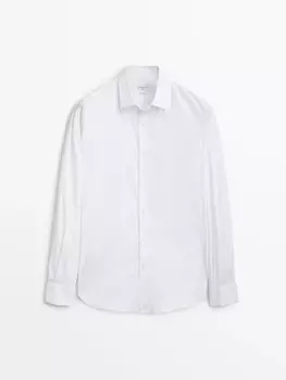 Рубашка приталенного кроя из эластичной ткани Massimo Dutti, белый