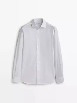 Рубашка приталенного кроя из фактурного хлопка Massimo Dutti, белый
