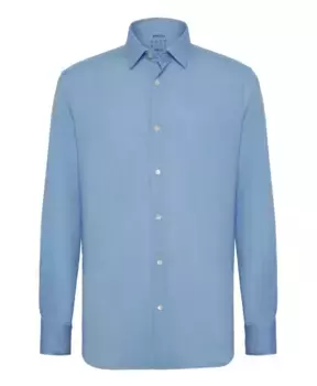 Рубашка приталенного кроя из хлопка и Coolmax Boggi Milano, синий