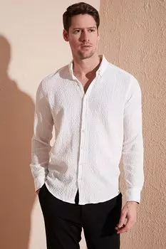 Рубашка приталенного кроя из хлопка с воротником на пуговицах и длинными рукавами CF23S112237 Buratti, белый