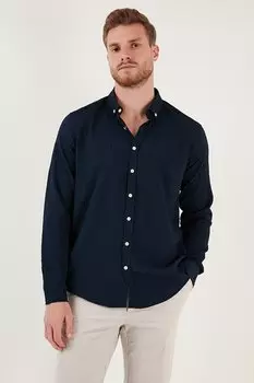 Рубашка приталенного кроя из хлопка с воротником на пуговицах и длинными рукавами CF23S112237 Buratti, темно-сине-белый