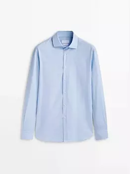 Рубашка приталенного кроя из очень тонкого хлопка Barr Massimo Dutti, небесно-голубой