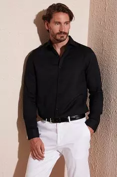 Рубашка приталенного кроя из смеси хлопка с длинными рукавами CF23S7493 Buratti, черный
