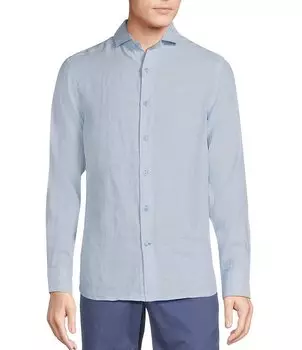 Рубашка приталенного кроя из тканого материала Cremieux Blue Label French Linen Collection с длинными рукавами, синий