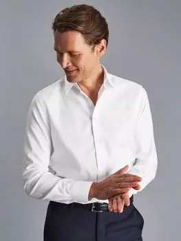 Рубашка приталенного кроя из твила Charles Tyrwhitt с классическим воротником, белая