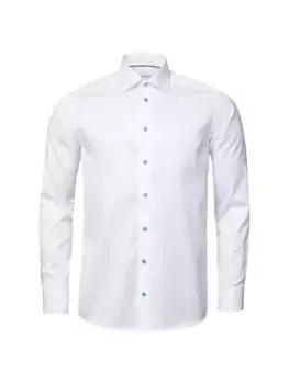 Рубашка приталенного кроя из твила с голубыми пуговицами Eton, белый